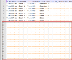 Empty rows in source file